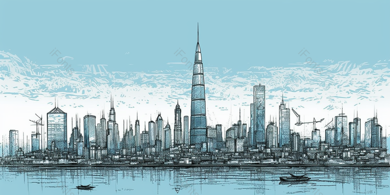 飞机航线城市速写卡通背景,插画/手绘图,插画/手绘图库,插画/手绘图下载,插画/手绘